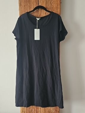 NWT Dylan 100% Cotton Black Short-Sleeve Tshirt Dress Size Large Ribbed Sleeves